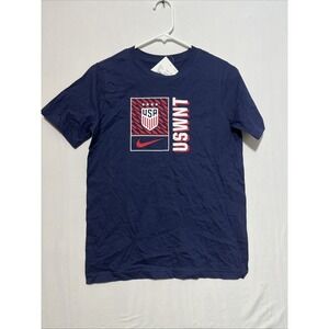 Nike T-Shirt Youth Large Navy Crew Neck Graphic Print USWNT Soccer Team Pullover